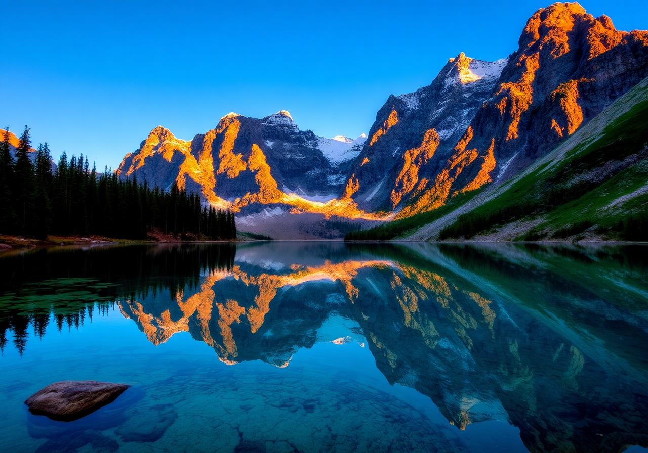 Mountain lake reflection